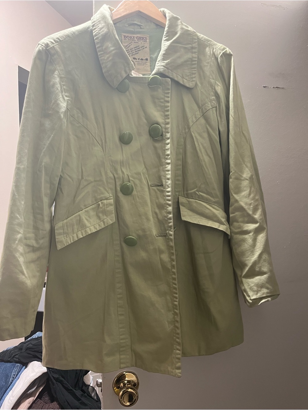 Doki-Geki Mint Green Embroidered Jacquard Coat Trench Jacket Coquette Fairycore